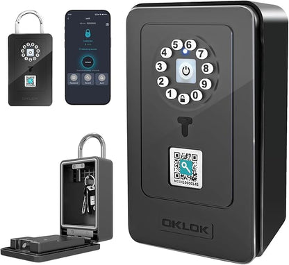 SFW NEW Smart Lock Box,Bluetooth Key Box with App Control & Passcode, Waterproof Wall Mounted & Door Hanging Security Key Lock Box for Home Realtor Office Home Warehouse(Non fingerprint)