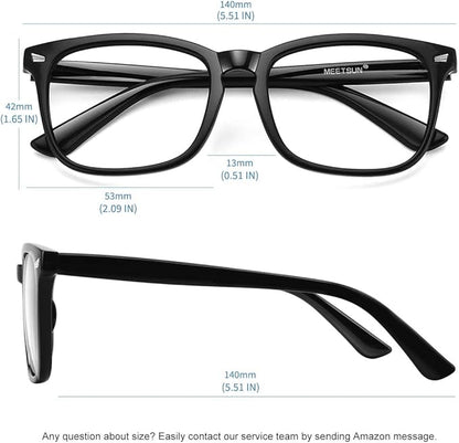 MEETSUN 3-Pack Blue Light Blocking Glasses, Anti Eye Strain Headache (Sleep Better), Computer Glasses UV400 Lens (Black + Clear + Matte Black Frame/Grey Lens)