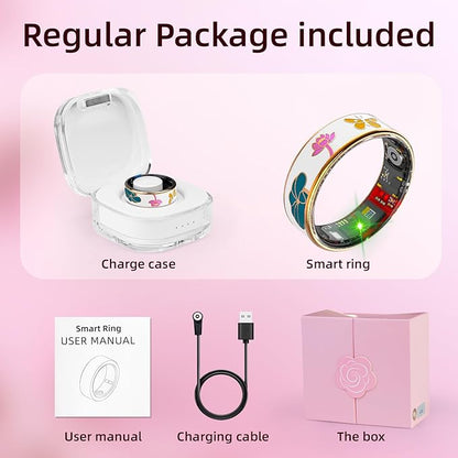 Smart Ring Health Tracker, Men & Women, Featuring a Heart Rate Monitor, Sleep Tracker, 8 Exercise Modes, Step Counter, IP68 Waterproof (White, 8)