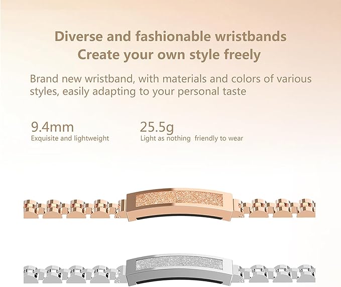 Smart Stylish Bracelet with Heart Rate,Blood Oxygen,Sleep Tracking,IP68 Waterproof,Magnetic Charging(Silver)