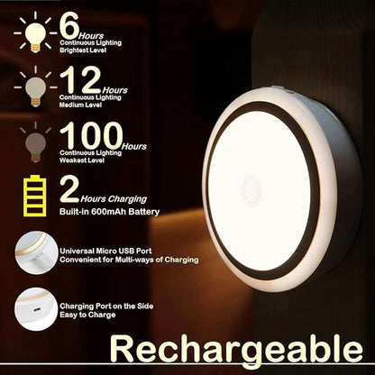 Rechargeable Touch Light with Timer, Dimmable Kids Baby Nursery Night Light Lamp, Stick-on Anywhere LED Push Tap Light for Closet Cabinet, Brightness Memory, Warm White Light