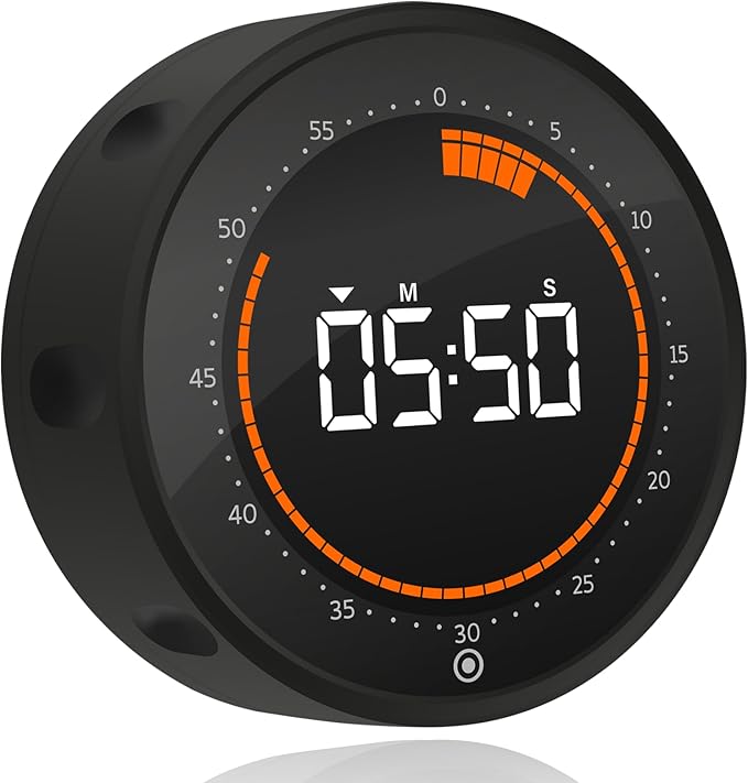 Visual Digital Timer - 60 Min Countdown & Count Up, Large LED Screen with Red Visual Disc, Magnetic Silent Timer for Kids, Seniors, Classroom, Kitchen Cooking, ADHD & Autism Productivity Tool