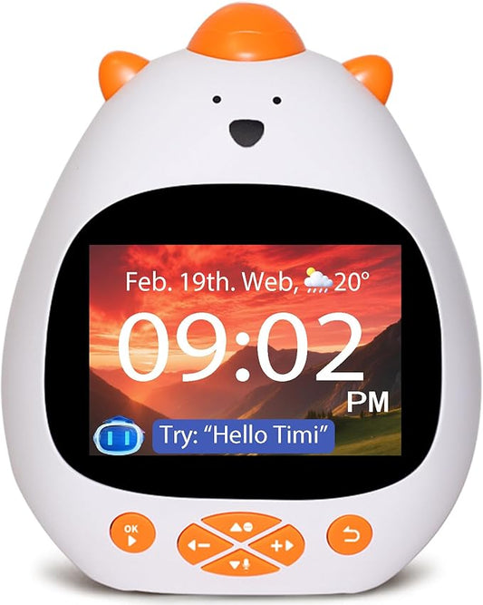 AI Voice-Controlled Smart Kids Alarm Clock, Sleep Trainer, ok to Wake Clock, Kids Clocks for Kids bedrooms, White Noise Sound Machine Timer Cool Stuff Robot Toys for Boys and Girls