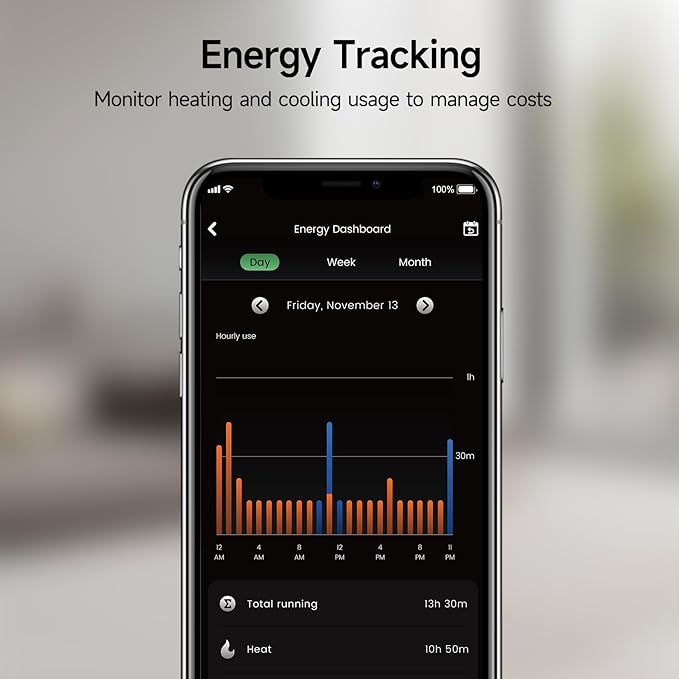 Smart Thermostat for House, 4.3 Inches WiFi Thermostat Compatible with Alexa and Google Assistant, 7day x 8period Programmable Control Programmable, C-Wire Required