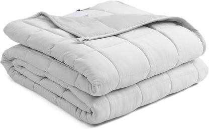 BB BLINBLIN Cooling Weighted Blanket Heavy Blanket, Calm and Sleep, Premium Soft and Comfortable Material and Glass Beads (Light Grey, 60''x80'' 12lbs), Suit for Adult(~110lb) Use on Queen/King Bed