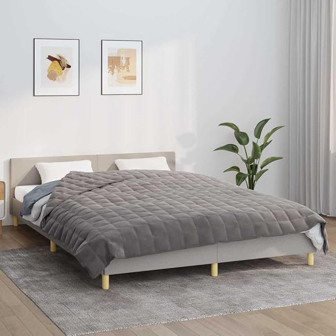 Weighted Blanket Grey 100% Brushed Polyester Microfiber King Size 86.6x92.5 Inches 33.1 lb for Anxiety Relief and Deep Sleep, Breathable Fabric with Even Weight Distribution