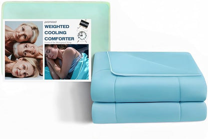 PROMEED Weighted Cooling Comforter for Menopause - Gentle Pressure Cooling Blanket with QMAX 0.45 Tech, Hot Flash & Night Sweat Relief, Breathable & Machine Washable, 7LB Measures 91"x102"