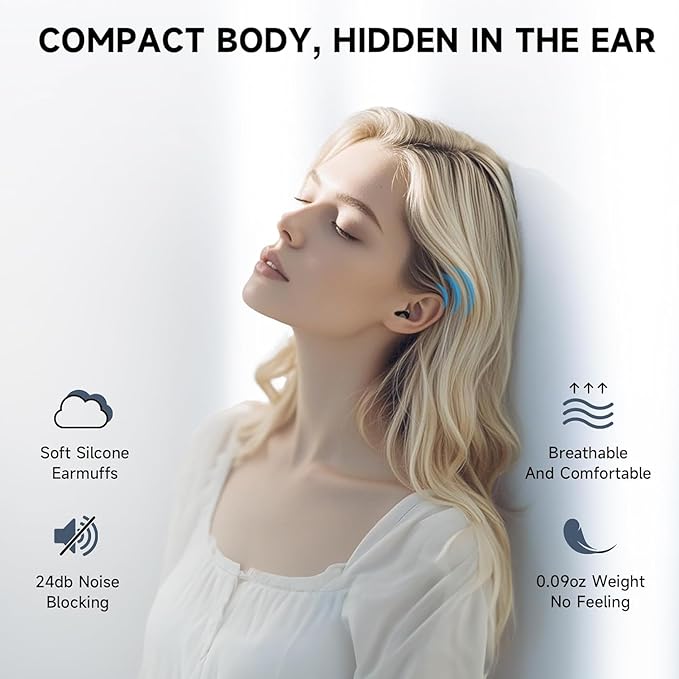 Invisible Sleep Earbuds, Smallest Sleep Headphones for Side Sleepers Low Profile Micro Tiny Discreet Hidden Earbuds for Work, Wireless Mini IPX5 Waterproof for Small Ear Canals, Deep White