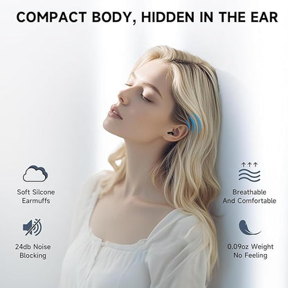 Invisible Sleep Earbuds, Smallest Sleep Headphones for Side Sleepers Low Profile Micro Tiny Discreet Hidden Earbuds for Work, Wireless Mini IPX5 Waterproof for Small Ear Canals, Deep White