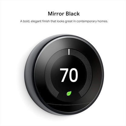 Google Nest Learning Thermostat (3rd Gen) – Smart Wi-Fi Thermostat Display & Mounting Plate Only, Energy-Saving, Compatible with Alexa & Google Assistant, Black