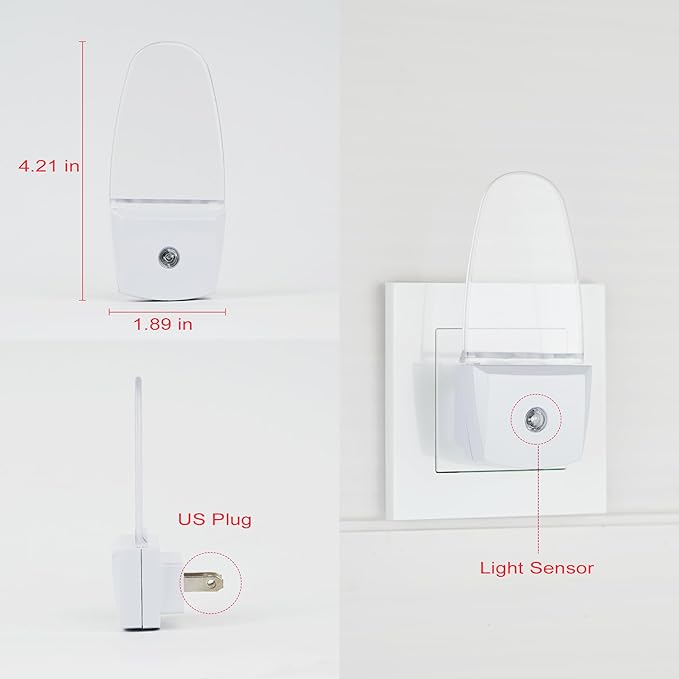 GREENIC Red Plug in LED Night Light 2 Pack Dusk to Dawn Sensor for Bedroom, Bathroom, Kitchen, Hallway