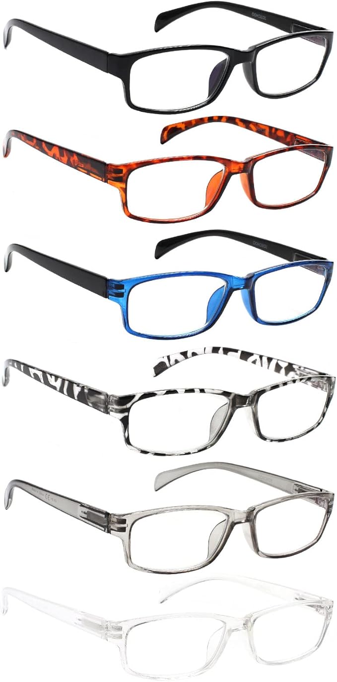 JOSCHOO Computer Reading Glasses for Women and Men 6 Pack Blue Light Blocking Spring Hinge Readers