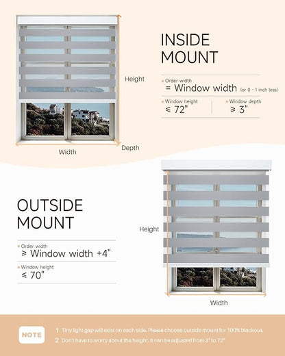 Smart Zebra Blinds for Windows, Alexa Motorized Blinds with Remote Control, Automatic Electric Power Zebra Shades for Indoor Windows (21" W x 72" H, Gray Fabric & White Shell)