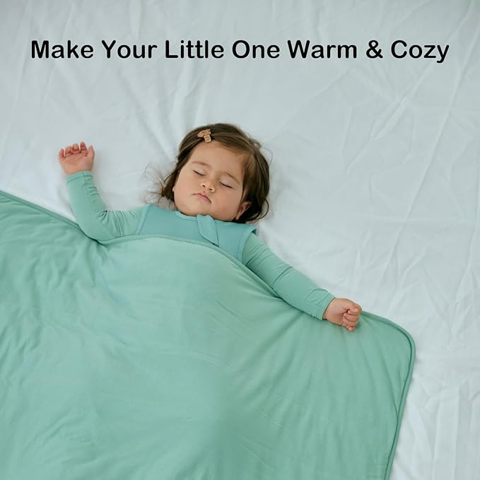 BubblePanda Rayon Made from Bamboo Baby Blanket for Boys Girls Neutral Soft Crib Blanket Toddler Quilt Comforter Newborn Nursery 30 x 40 Inch Green