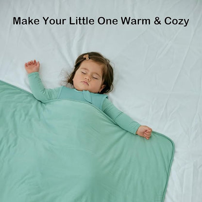 BubblePanda Rayon Made from Bamboo Baby Blanket for Boys Girls Neutral Soft Crib Blanket Toddler Quilt Comforter Newborn Nursery 30 x 40 Inch Green