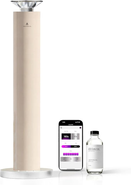 Waterless Scent Diffuser Starter Kit - Alloy Atomization System, Smart Rechargeable Hotel Scent Diffuser, 1500 Sq Ft Coverage, Including 120ml Essential Oil, for Home, Large Room, Spa, Cream