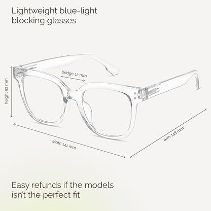 miyya Blue Light Glasses for Women & Men – Oversized UV & Blue Light Blocker Chunky Frames, Stylish Eyewear Accessories