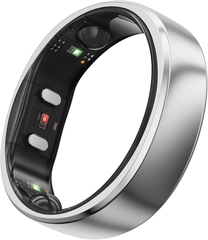 RingConn Gen 2, World’s First Smart Ring with Sleep Apnea Monitoring, No APP Subscription, 12-Day Battery Life, Stress/Heart Rate/Women's Health Tracker, Android & iOS Compatible (Silver, Size 12)