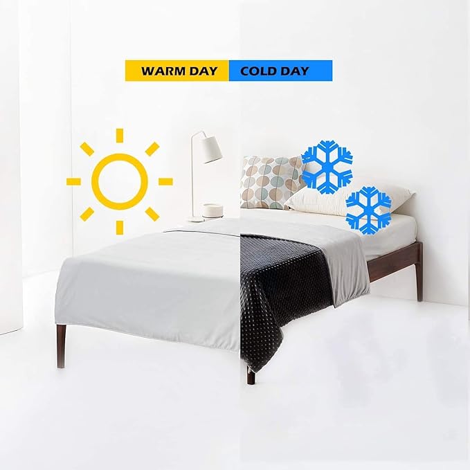YnM Exclusive Cooling Rayon & Cozy Velvet Dual-Sided Cover for Weighted Blanket (60''x80'') - Light Grey