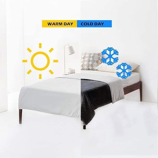 YnM Exclusive Cooling Rayon & Cozy Velvet Dual-Sided Cover for Weighted Blanket (60''x80'') - Light Grey