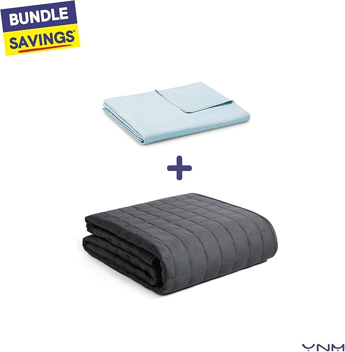 YnM Cotton Duvet Cover for Weighted Blankets (Light Blue, 41''x60'')