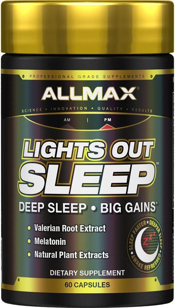 ALLMAX Light’S Out Sleep - 60 Capsules - Promotes Rest & Relaxation - with Vitamin B6, L-Theanine, Chamomile & Melatonin - 30 Servings