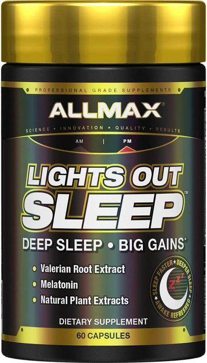 ALLMAX Light’S Out Sleep - 60 Capsules - Promotes Rest & Relaxation - with Vitamin B6, L-Theanine, Chamomile & Melatonin - 30 Servings