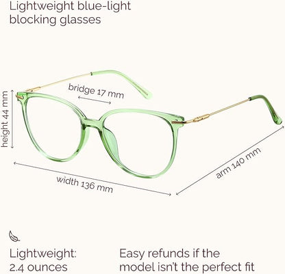 Gaoye Blue Light Blocking Glasses - Trending Round TR90 Frames, Metal Arms, UV400 Protection - Matching Soft Case