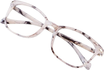 VisionGlobal Blue Light Blocking Glasses for Women, Anti Eyestrain, Computer Reading, TV Glasses, Stylish Square Frame, Anti Glare(Marble,+0.25 Magnification)