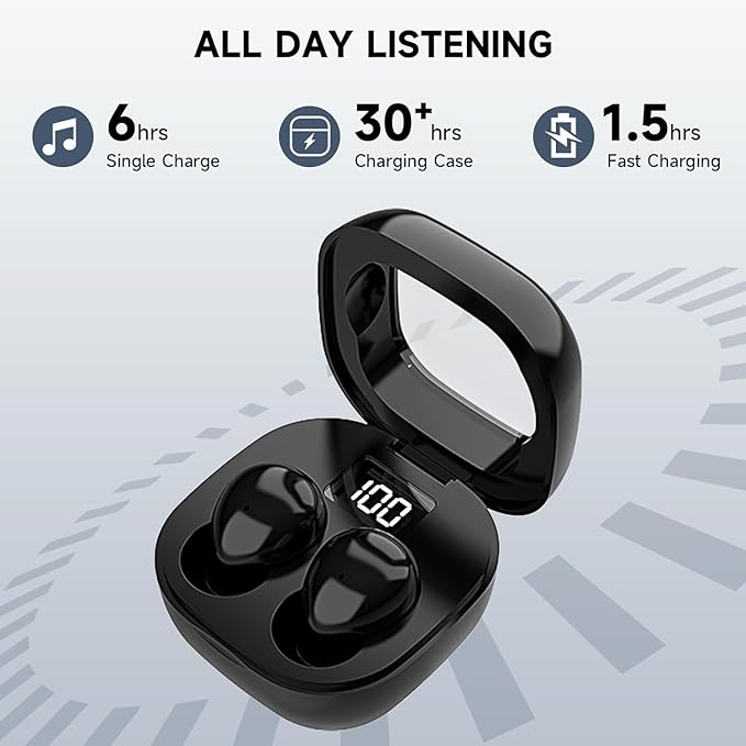 Invisible Sleep Earbuds, Smallest Sleep Headphones for Side Sleepers Low Profile Micro Tiny Discreet Hidden Earbuds for Work, Wireless Mini IPX5 Waterproof for Small Ear Canals, Deep White