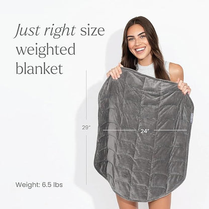 nodpod Body 6.5lb Patented Compact Weighted Blanket I Perfect for Relaxation, Sleeping & Travel l I Glass Bead Filled, Machine Washable (29" x 24") - Elephant Gray