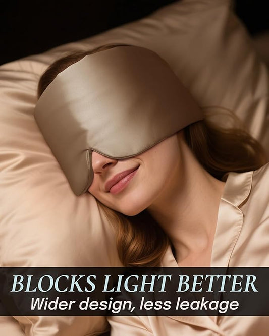 Zenssia Satin Sleep Mask for Women and Men, Lightweight Padded Eye Mask with Adjustable Strap, Comfort Blackout for Travel and Nap - Taupe