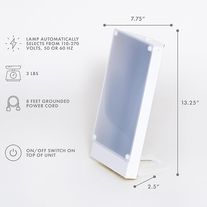 Northern Light Technologies Travelite Light Therapy Lamp | 10,000 LUX Sunlight Simulation | Boost Mood, Improve Sleep, Enhance Energy & Focus | UV-Free Bright Light for Wellness & Winter Blues, Black