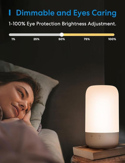 Meross Smart Table Lamp for Bedroom, Smart Lamp Works with Homekit and Alexa, WiFi LED Nightstand Lamp with Tunable White & Dimmable RGBW, Schedule and Timer, Voice App Touch Control