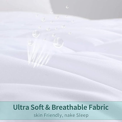 HOMBYS Alaskan King Comforter 132x120, Lightweight Quilted Down Alternative Duvet Insert for All Season,White,8 Corner Tabs