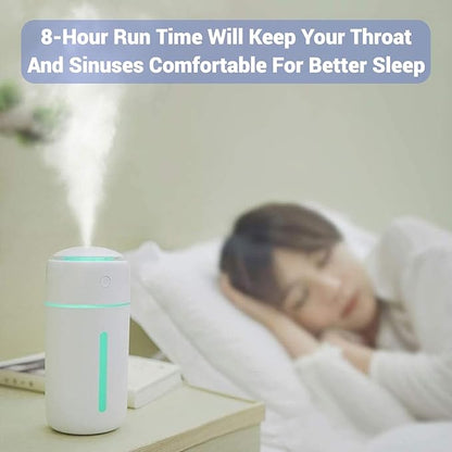 Personal Ultrasonic Cool Mist Humidifier for Car Bedroom Office, Portable Rechargeable Travel Humidifier for Car & Desk, with 7 Color Lights, Battery Powered