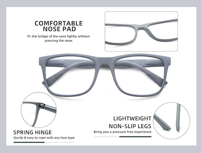 Blue Light Blocking Reading Glasses Men Large Oversized Square Readers Wide fit Cheaters for Men W/Big Head/Large Face