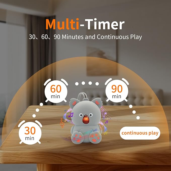 White Noise Machine for Baby with Bluetooth Speaker | Portable Baby Sound Machine Sleep Soother Music for Nursery & Travel, Soothing Lullabies Non-Looping Sounds, Timer, USB-C Rechargeable