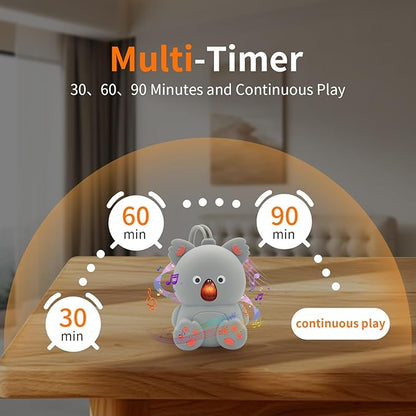 White Noise Machine for Baby with Bluetooth Speaker | Portable Baby Sound Machine Sleep Soother Music for Nursery & Travel, Soothing Lullabies Non-Looping Sounds, Timer, USB-C Rechargeable
