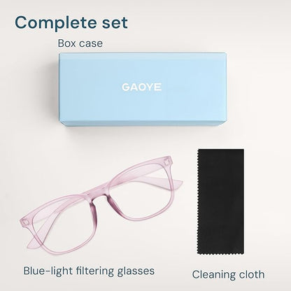 Gaoye Transparent Brown Blue Light Glasses for Computer & Gaming - Anti UV Ray Lenses, Scratch-Resistant & Comfort Fit