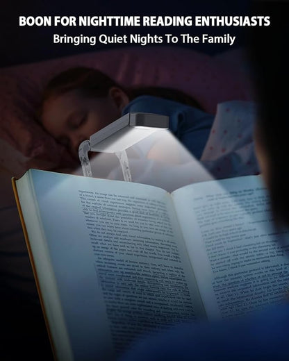 SFV Portable Book Light, Clip-On Rechargeable LED Reading Light for Books in Bed, 3 Amber Colors & 5 Brightness Adjustable, Compact & Long Lasting, Perfect for Book Lovers, Kids, Black