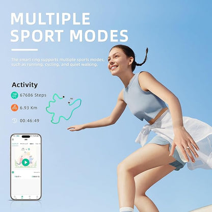 Smart Ring Health Tracker, for men and women, equipped with heart rate monitor, sleep tracker, 8 exercise modes, step counter, 5-7 days battery life, no subscription fee, IP68 waterproof R18 (6)