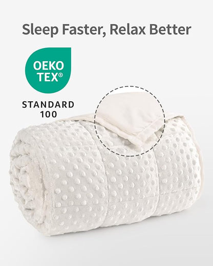 Mr. Sandman Weighted Blanket for Adults, Heavy Blanket for Woman,Man Sleeping/Calm, Soft and Cozy Weighted Throw Blankets, Machine Washable, 60 x 80in, 20 lbs, White