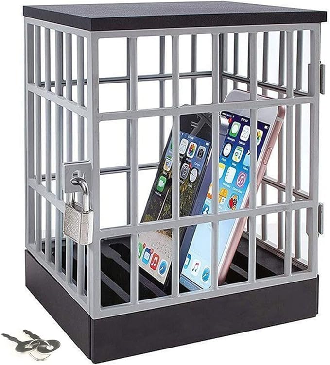 Cell Phone Jail with Lock and Keys, Cell Phone Jail Lock Box,Smartphone Storage Gadget - Family Time, Party Fun Novelty Gift Idea