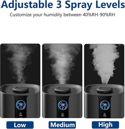 9L Smart Humidifiers for Bedroom Large Room, 2.3Gal Cool Mist Top Fill Diffuser App & Remote Control, 3 Mist Modes, Quiet Humidifier for Home Office Plant (Black)