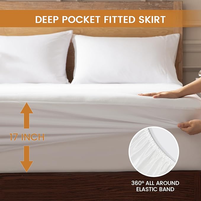 Heated Mattress Pad Twin, Quilted Electric Mattress Pad Bed Warmer with Single Controller, 6 Heat Settings 10-Hour Auto Off, 17 Inch Deep Pocket, Machine Washable, White