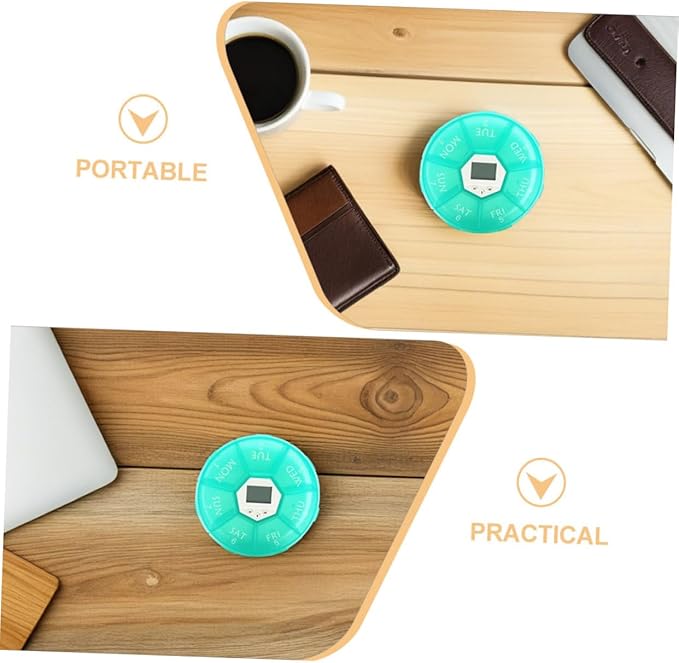 Didiseaon 2pcs Portable Automatic Pill Dispenser with Alarm Compartment Travel Medication Organizer for Elderly Compact Lightweight Pill Case for Timed Reminder and Secure Storage