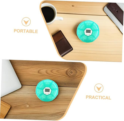 Didiseaon 2pcs Portable Automatic Pill Dispenser with Alarm Compartment Travel Medication Organizer for Elderly Compact Lightweight Pill Case for Timed Reminder and Secure Storage