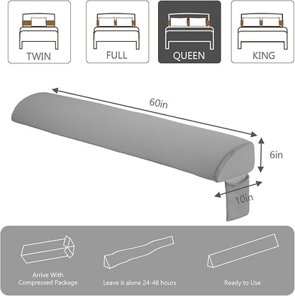 Sweetcrispy Queen Size Bed Wedge Pillow for Headboard, Modern Stylish Pillow to Fill Gap Between Headboard and Mattress, Bed Gap Filler, Grey