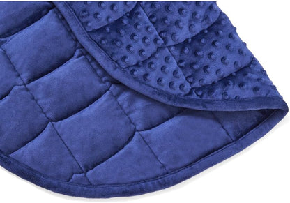 TONGDADA Weighted Lap Blanket 7lbs for Adult,Perfect for Relaxation, Lounging, Napping, Sleeping & Travel,Luxury Minky Weighted Body Blanket,Weighted Throw Blanket-Navy Minky Dot, 29" x 24"